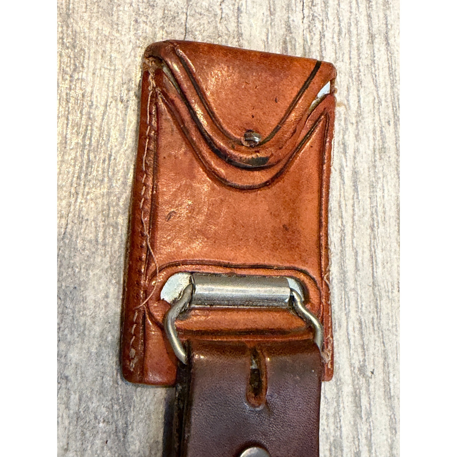 Tooled Leather Belt 32 Brown Stash Locket Buckle Western Hidden Pocket