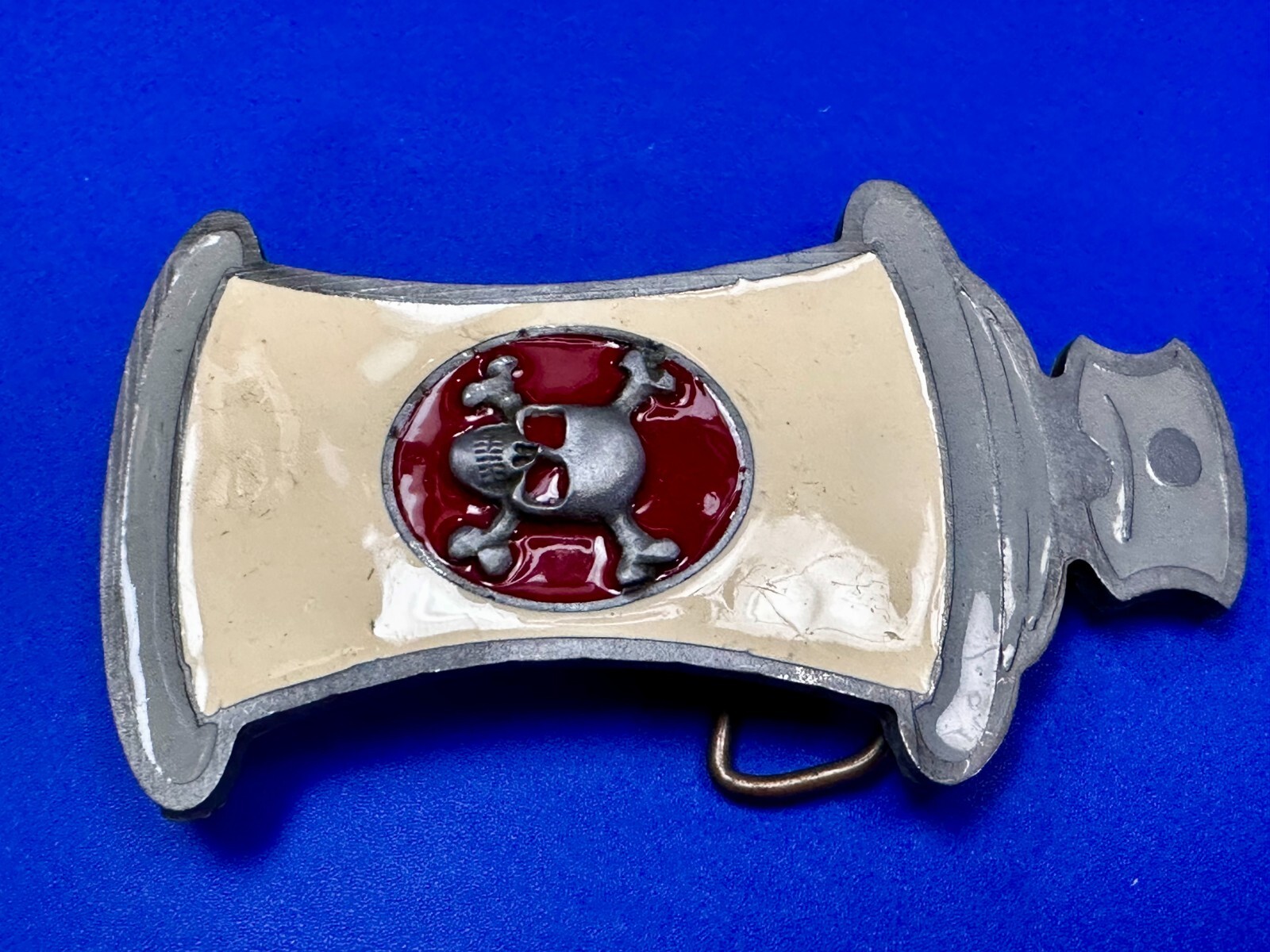 Poison – Skull Crossbones Enameled Figural Bottle Belt Buckle