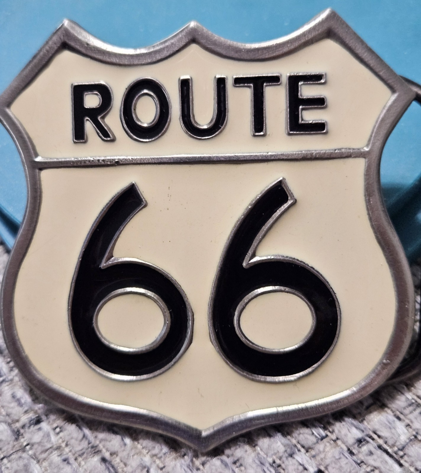 Vintage 1980s Route 66 Belt Buckle – Made In USA – Nice Condition