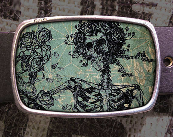 Grateful Skeleton Vintage Inspired Art Gift Belt Buckle