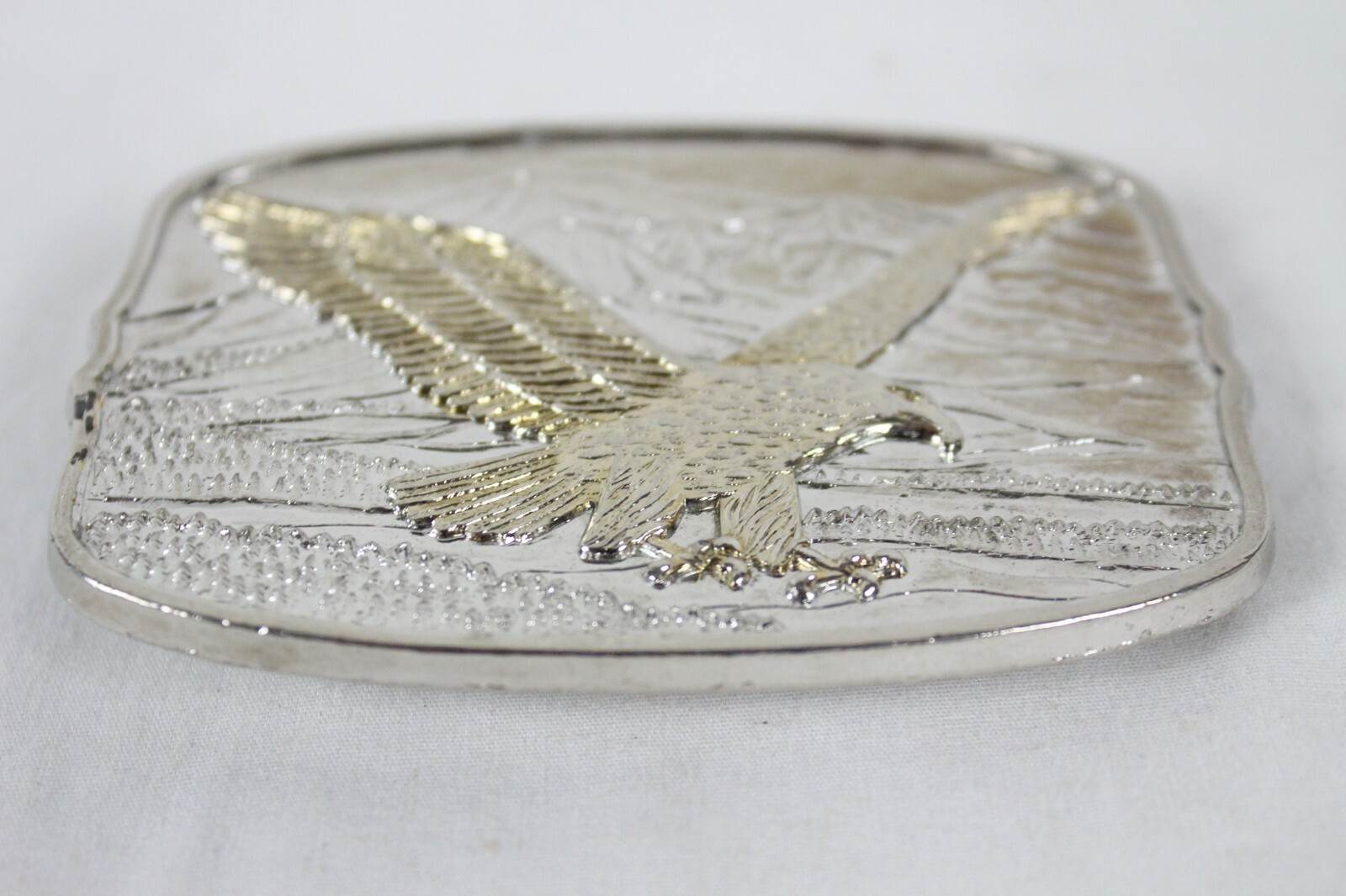 Vintage Silver and Gold Tone Bald Eagle Belt Buckle U.S.A. Collectable Rare Old