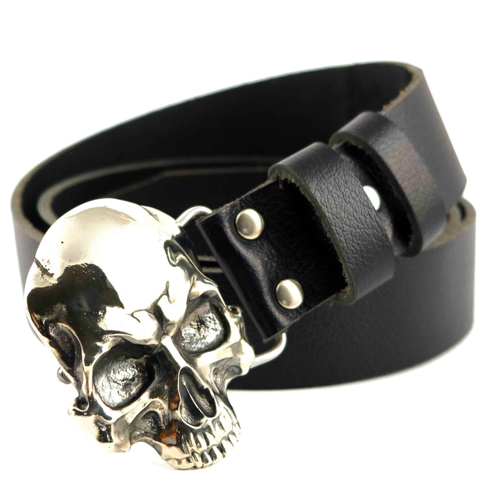 Skull belt buckle, Human skull german silver belt buckle Jolly Roger
