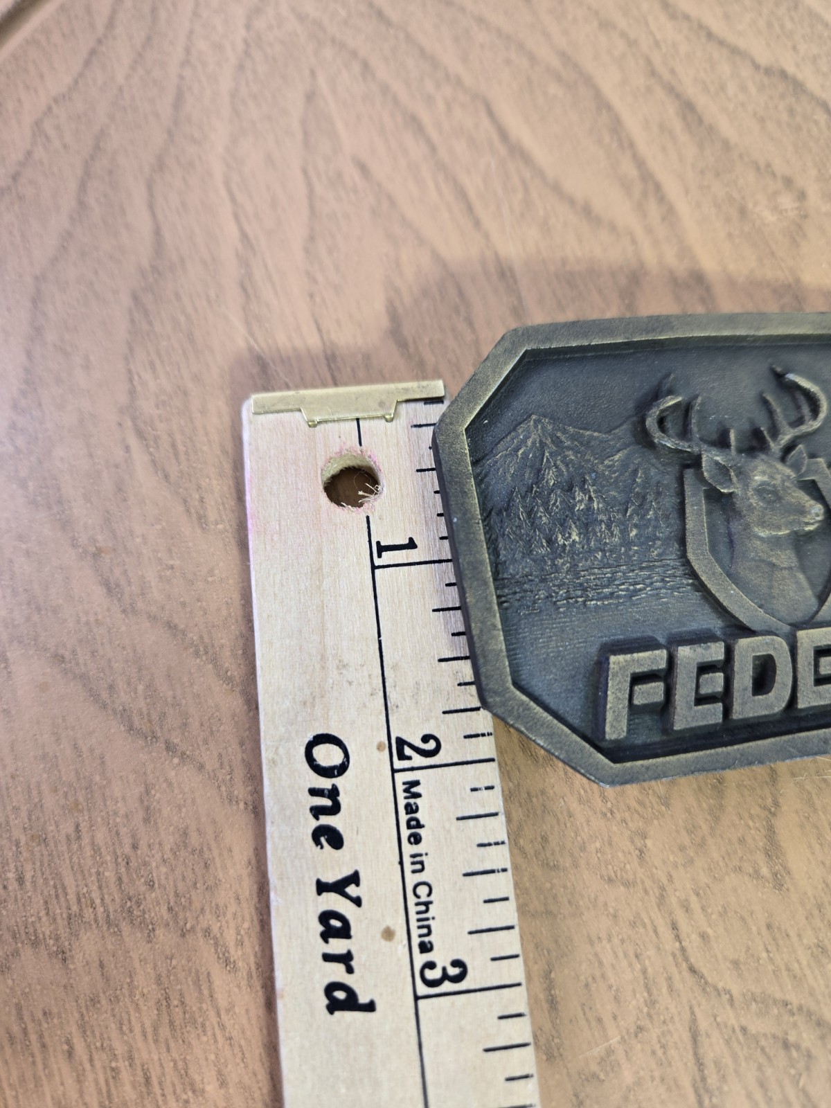 FEDERAL Deer Buck Mount Bronze Belt Buckle by Indiana Metal Craft Vintage