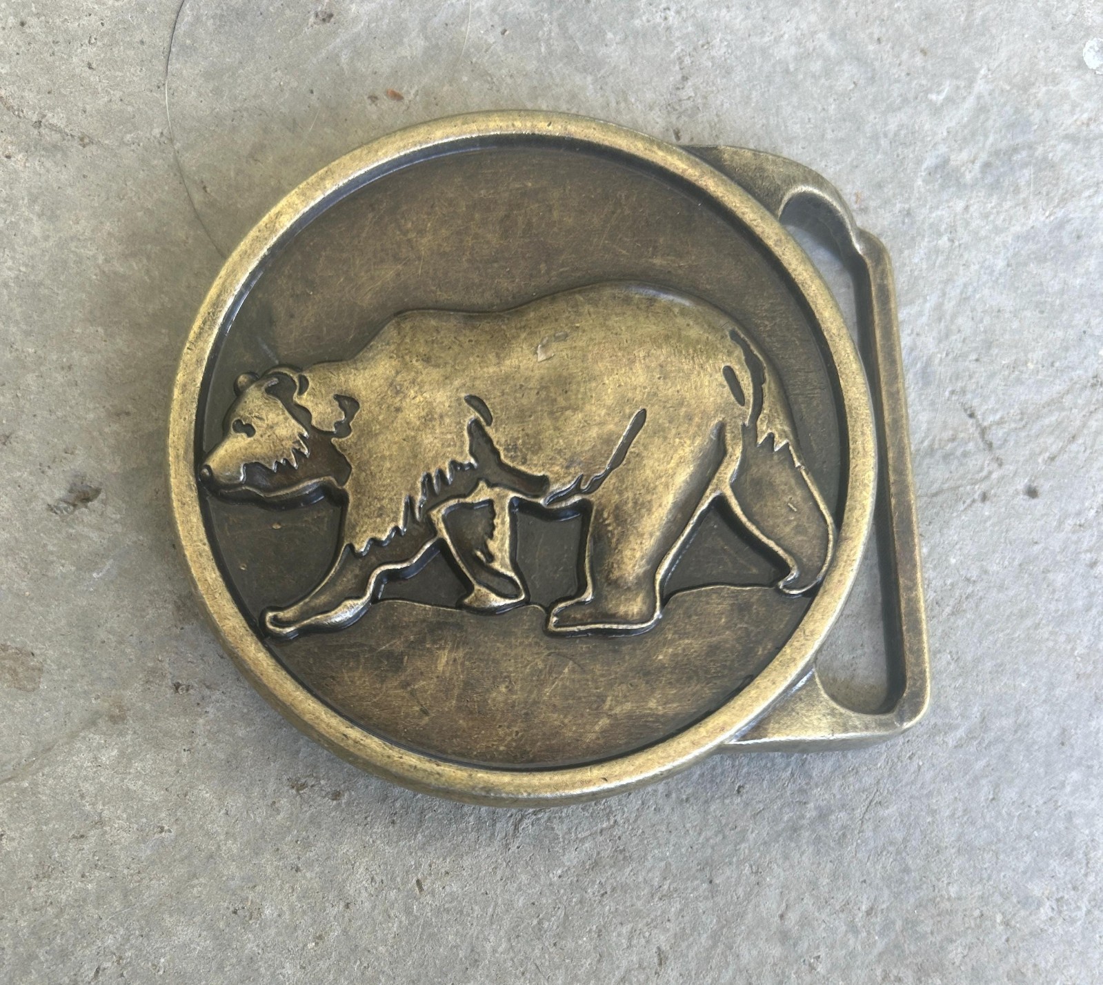 Large Bear Belt Buckle Antique Gold Grizzly Western Cowboy Rodeo Style Gift