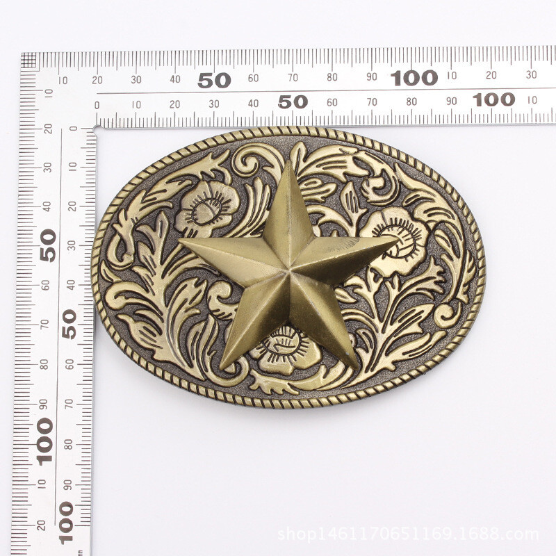 Five Pointed Star Belt Buckle Western Cowboy Motorcycle Riding Belt Buckle