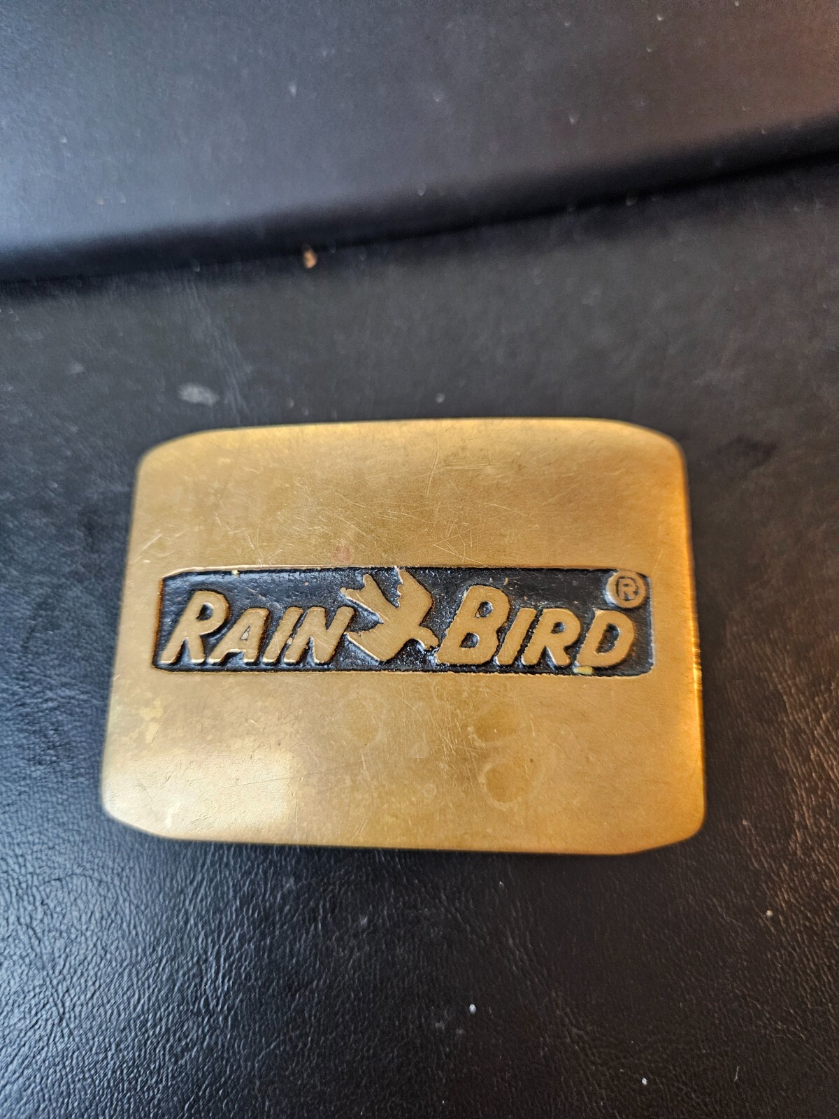 Vtg Rain Bird Logo Brass Belt Buckle