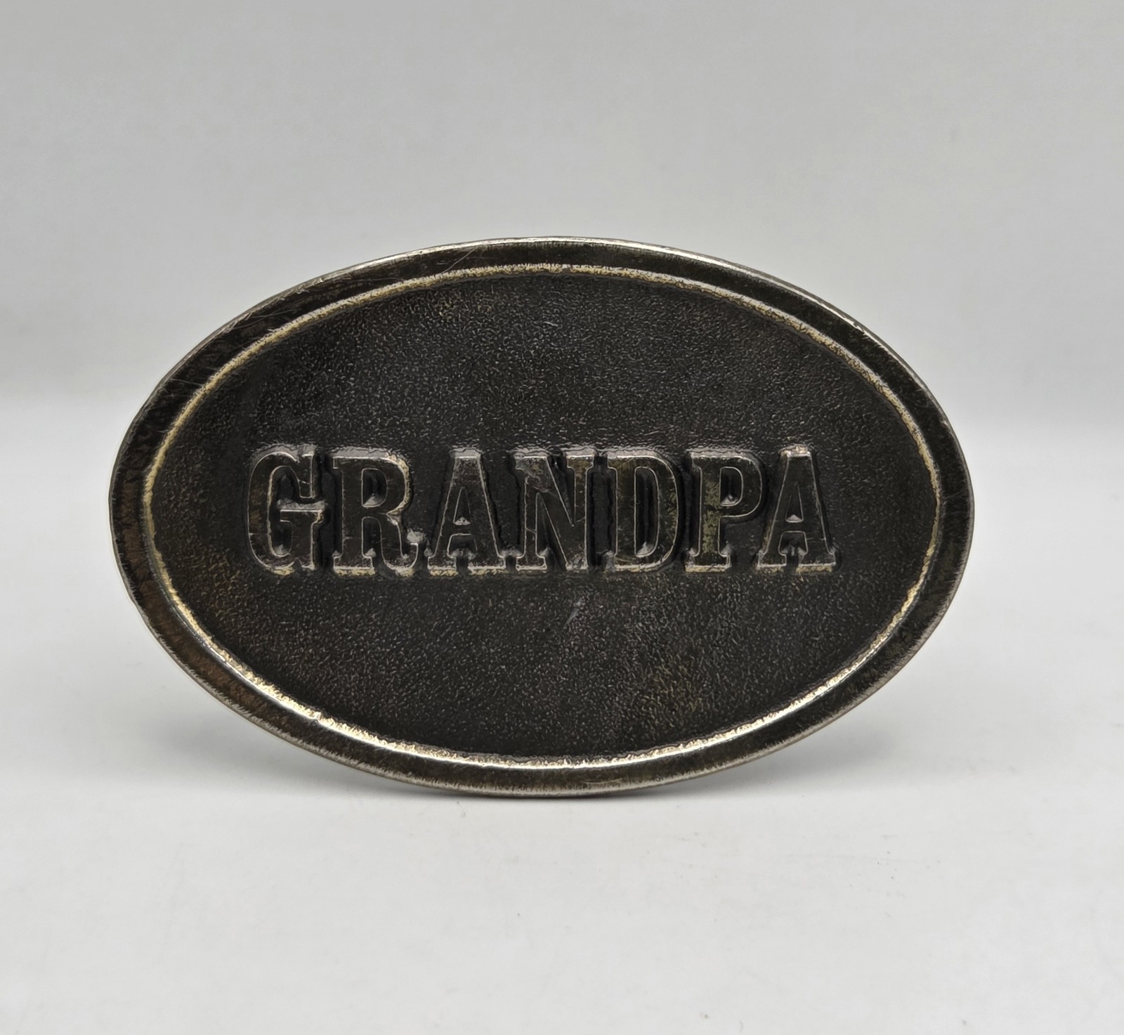 Vintage Grandpa Belt Buckle The Great American Buckle Co. Brass Tone Oval