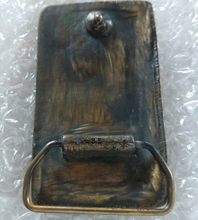 TRAIN STEAM ENGINE RUNNING SKY MOUNTAIN DARK BRASS TONE VINTAGE LOOK BELT BUCKLE