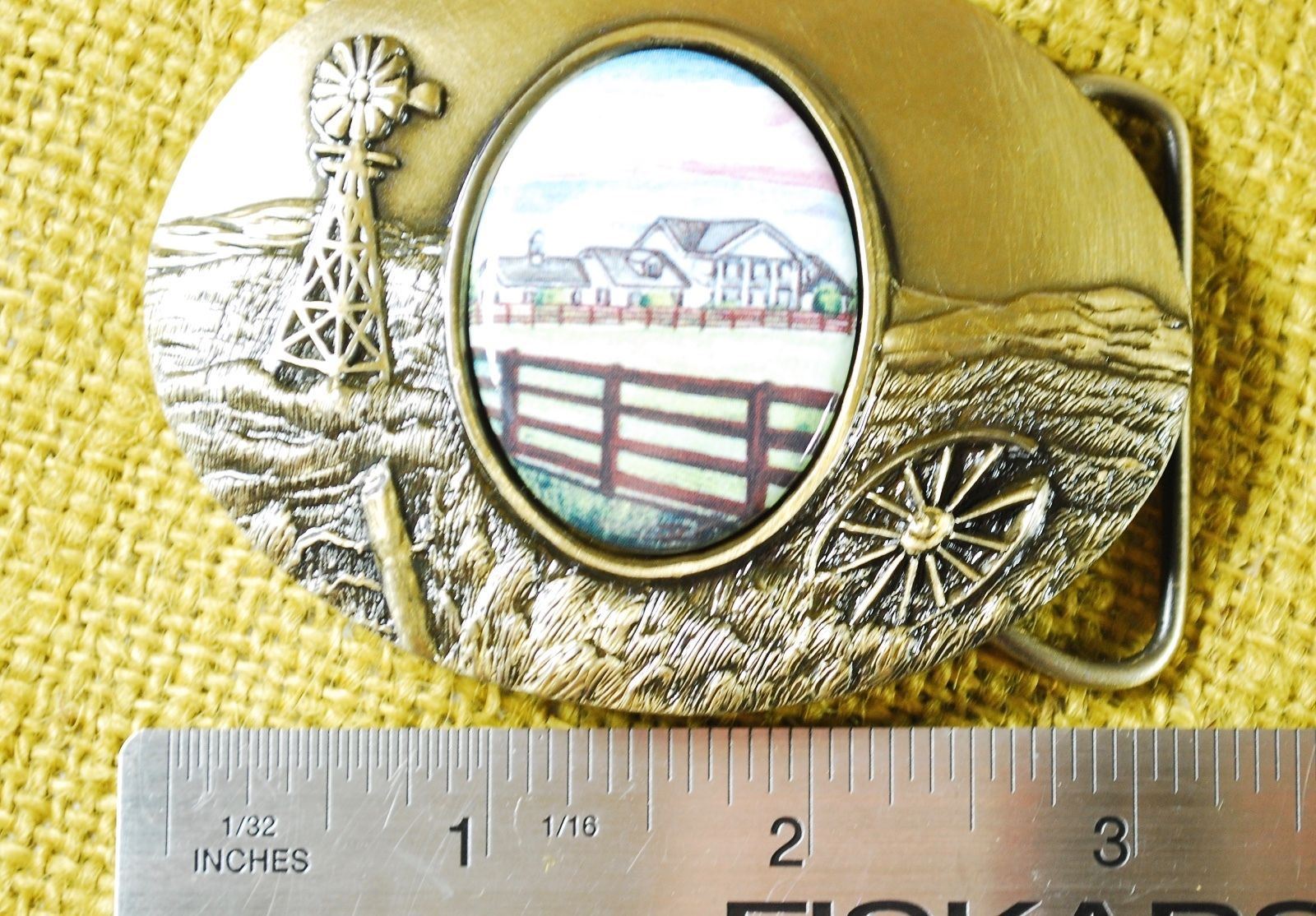 Artistic Impressions Mens Western Belt Buckle Farm House Windmill – Heavy Brass