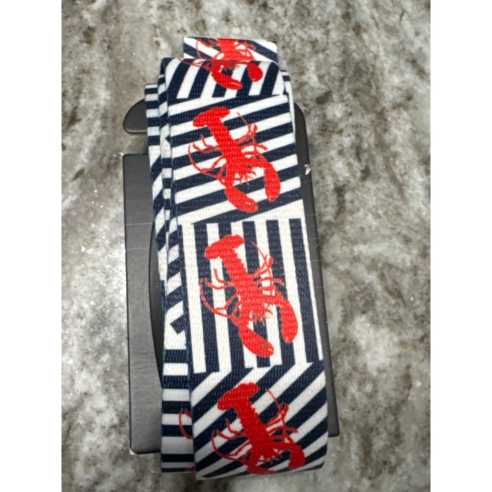 Croakies webbed bottle opener belt red lobster nautical striped pattern NWT
