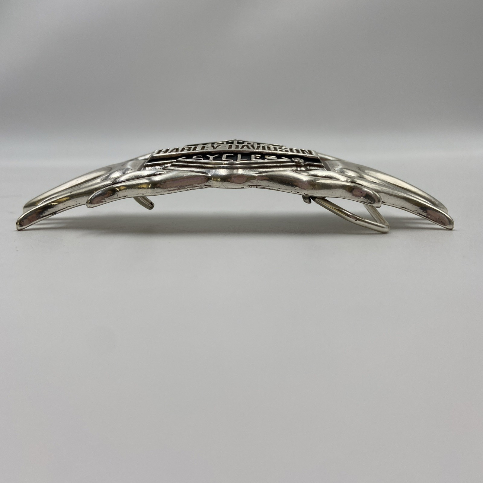 Vintage Y2K Belt Buckle HARLEY DAVIDSON Motorcycle Flames Chrome Metal Western