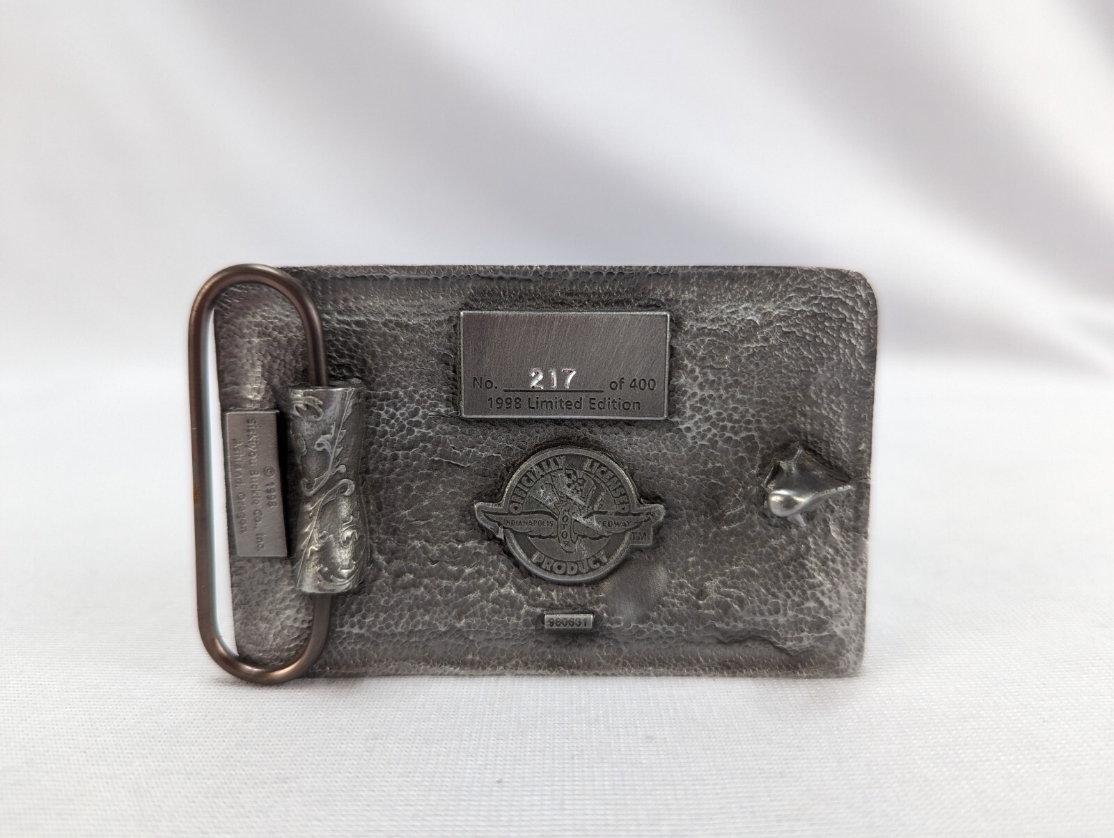 Belt Buckle Brickyard 400 – 1998-New #217 of 400, Siskiyou Buckle, Co, Pewter