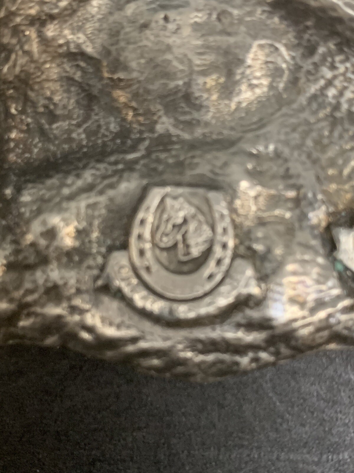 Western Horse Blue Ted Silver Metal Belt Buckle
