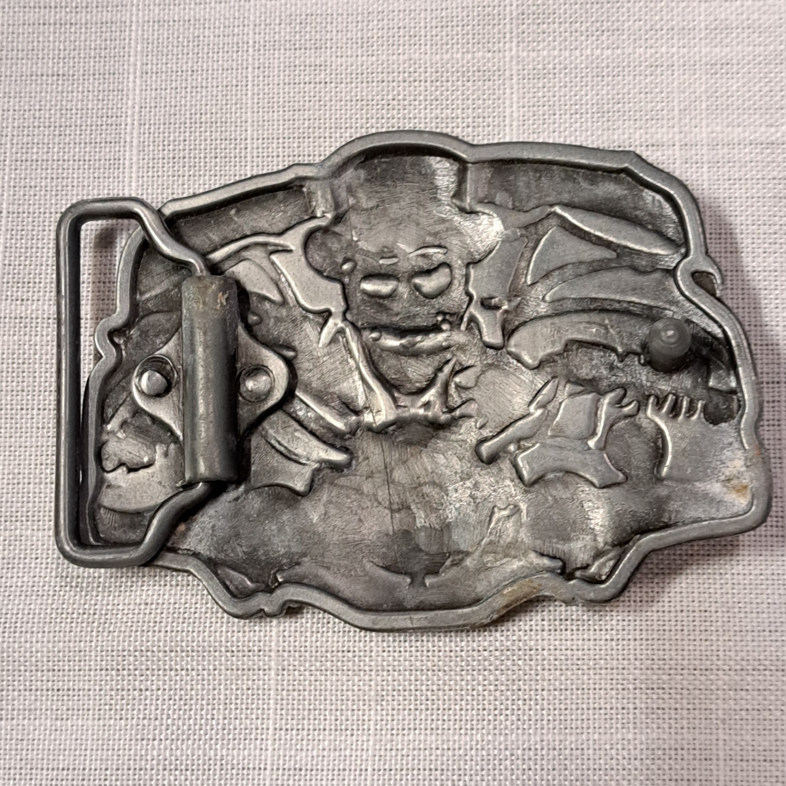 Biker Motorcycle Belt Buckle Howdy Skull Ride Free 3in