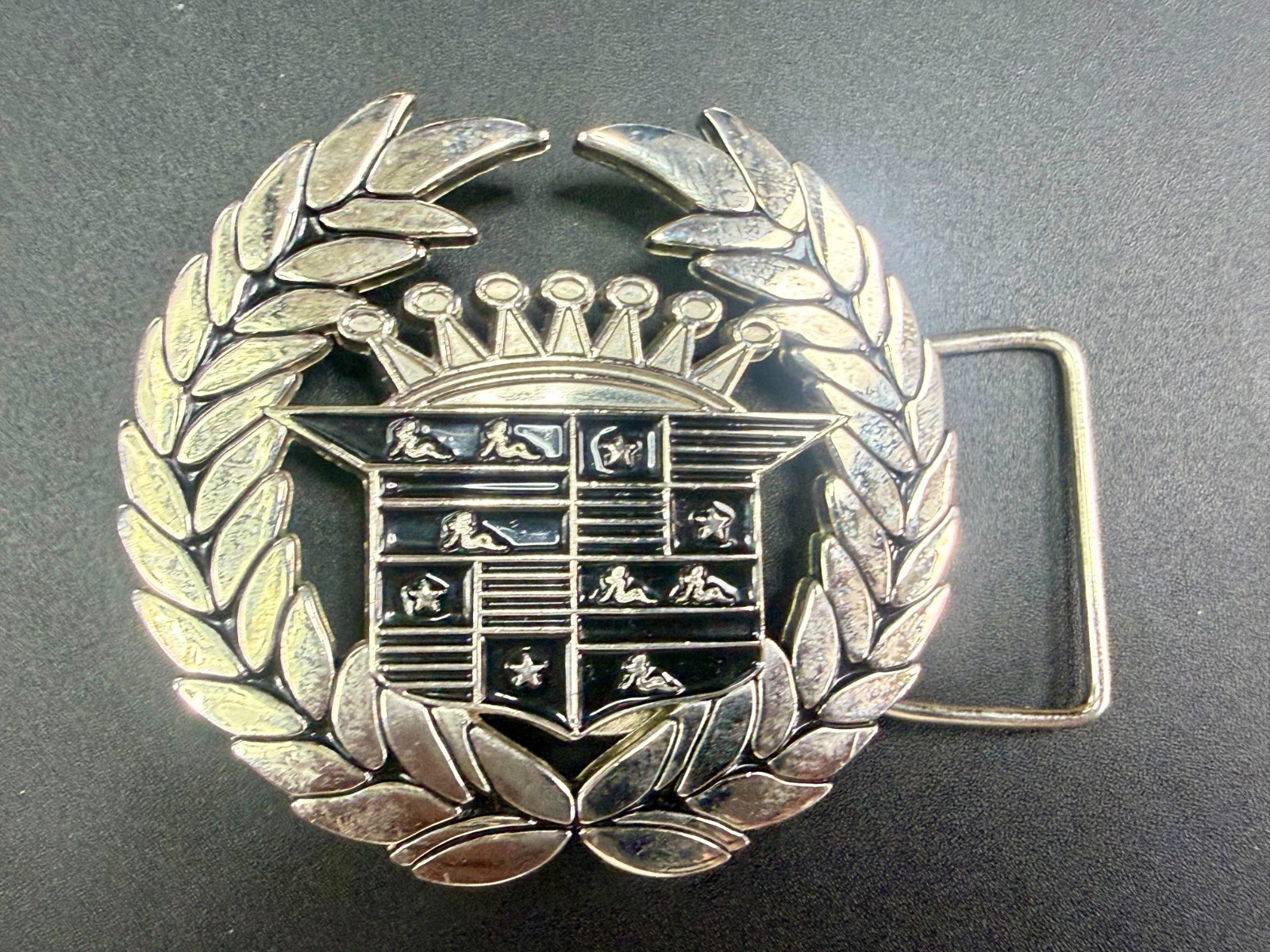 Cadillac Crown Logo Emblem Olive Branches and Flag 90&rsquo;s 187 Inc Belt Buckle