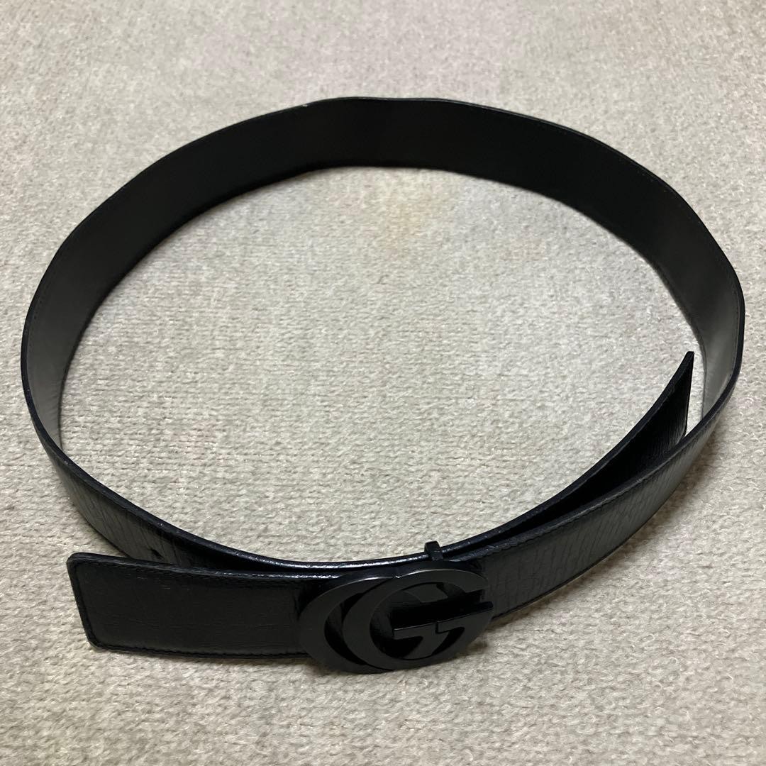 GUCCI Pre-Owned Belt Logo Mark Black Men&rsquo;S Leather