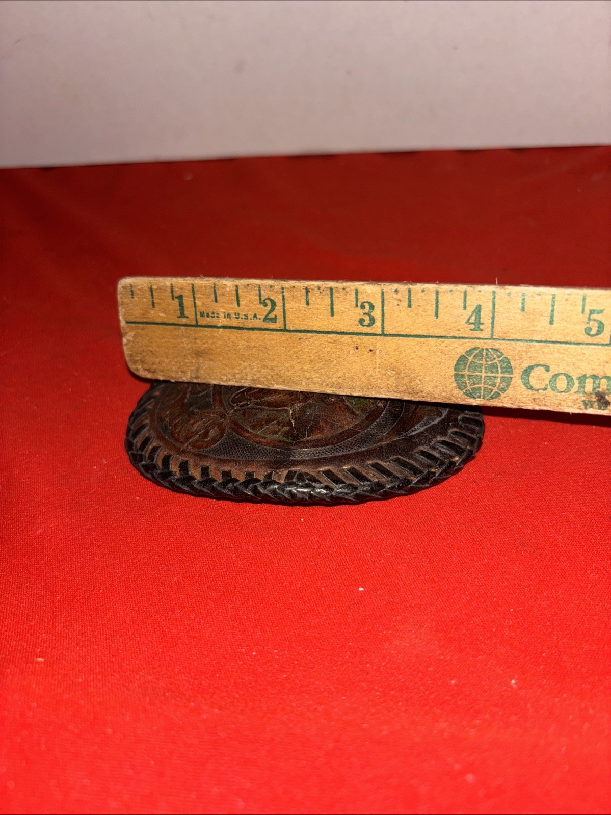 Vintage Handmade Handtooled Leather Belt Buckle By B Miller-Estate Find