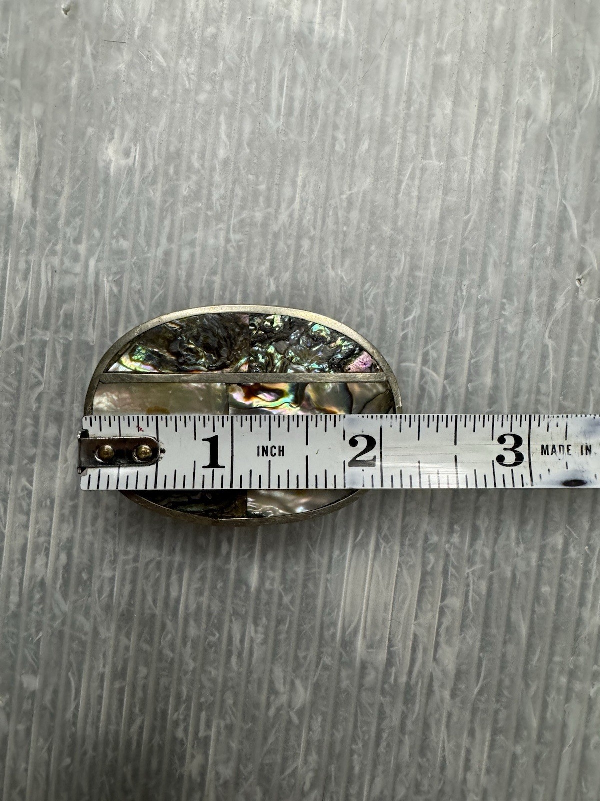 vintage Mexican Nickel Plated Bronze w/ Abalone Inlays 1” BELT BUCKLE