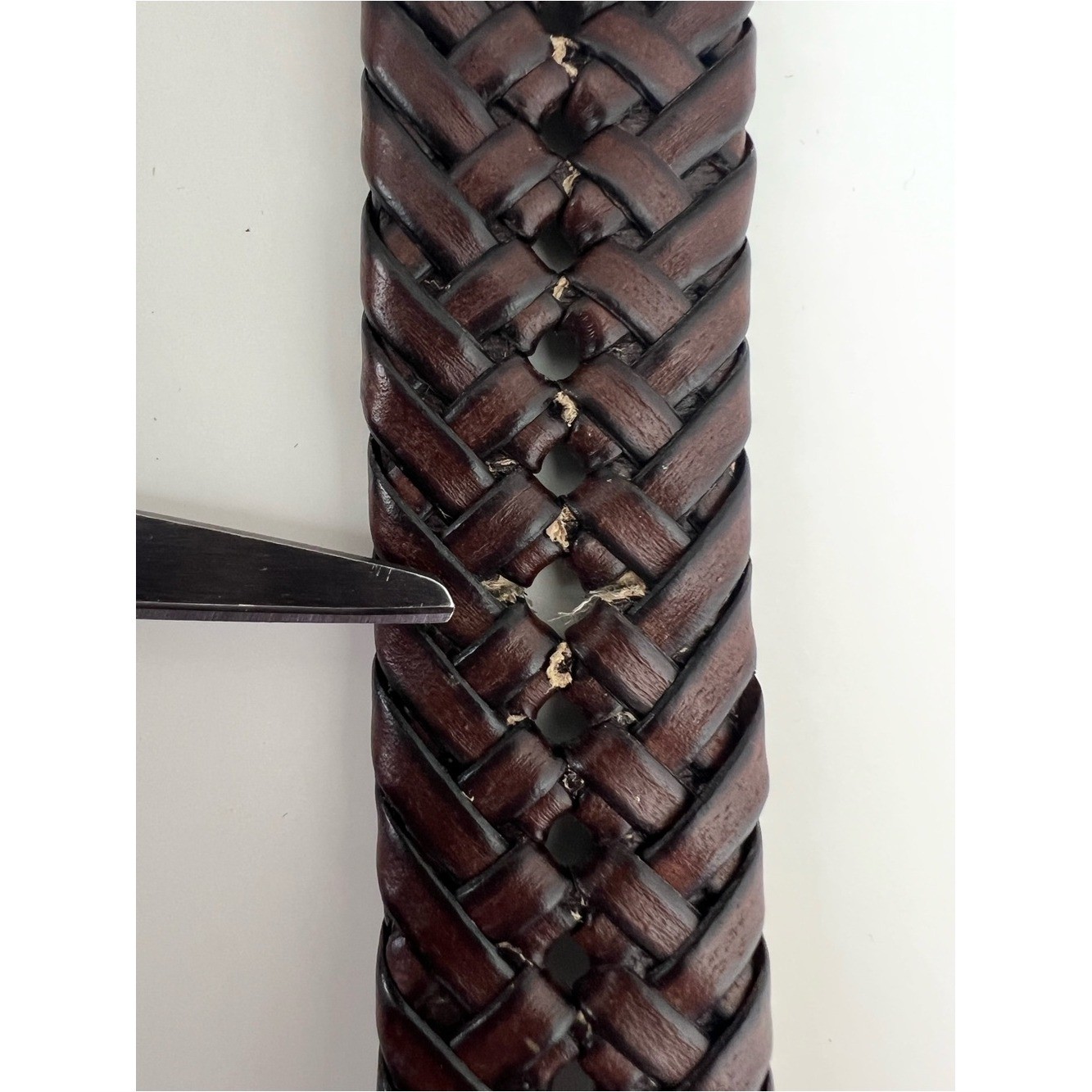 ALD Woven Braided Brown Leather Belt Gold Buckle Preppy Equestrian 48 Old Money