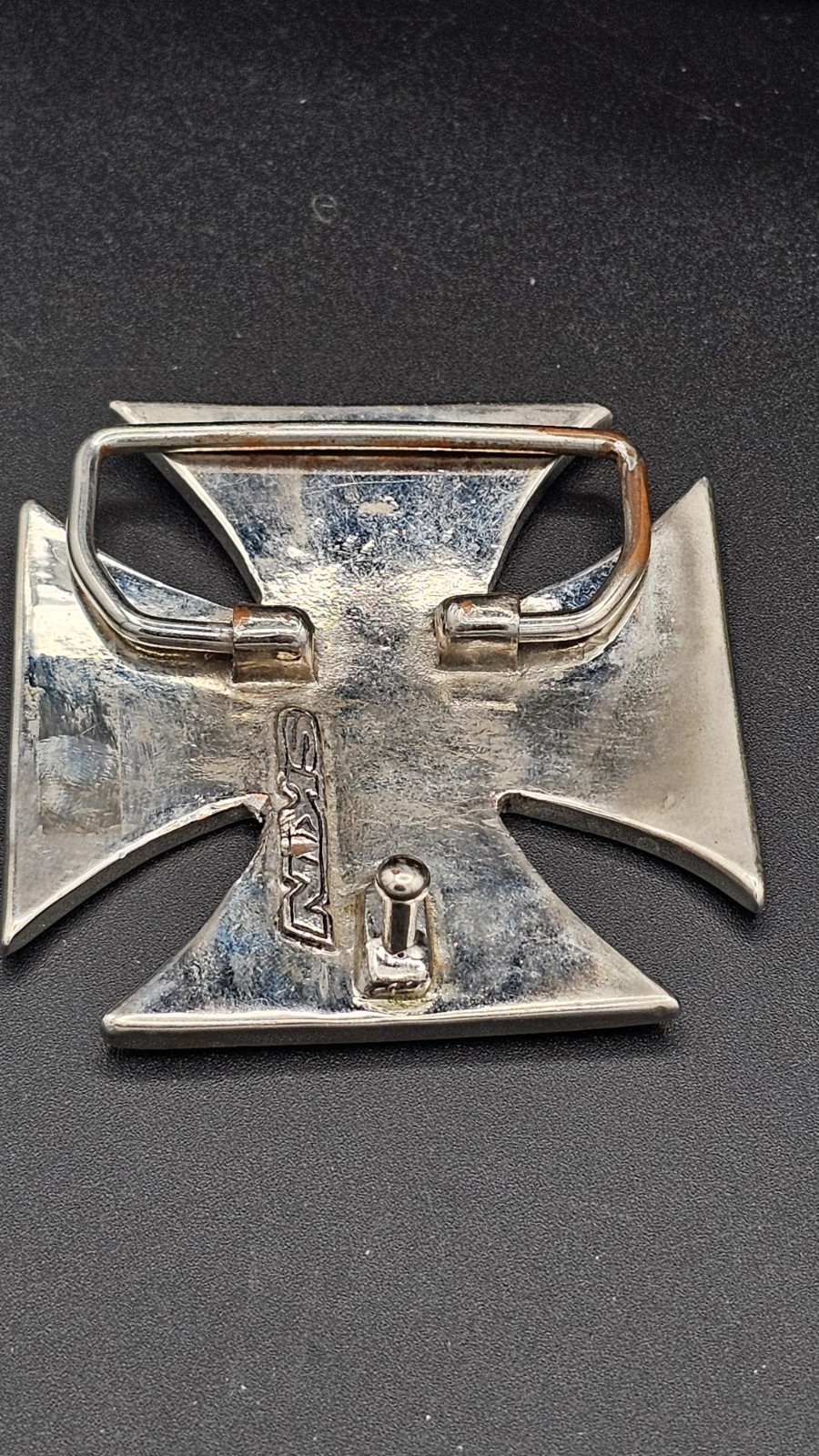 Skin Industries Maltese Cross Belt Buckle 3&Prime; x 3&Prime; Heavy Silver Tone Metal…