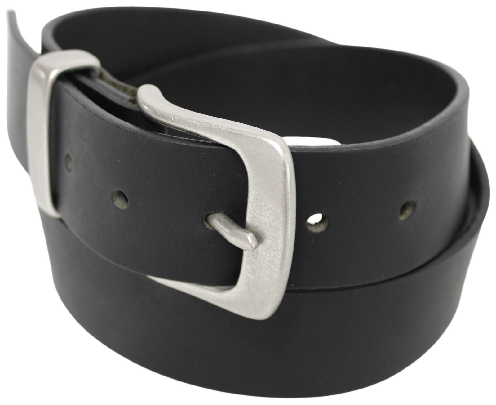 Solid Brass Buckle and Keeper Quality Full Grain Genuine Leather Belt 41004. BLK