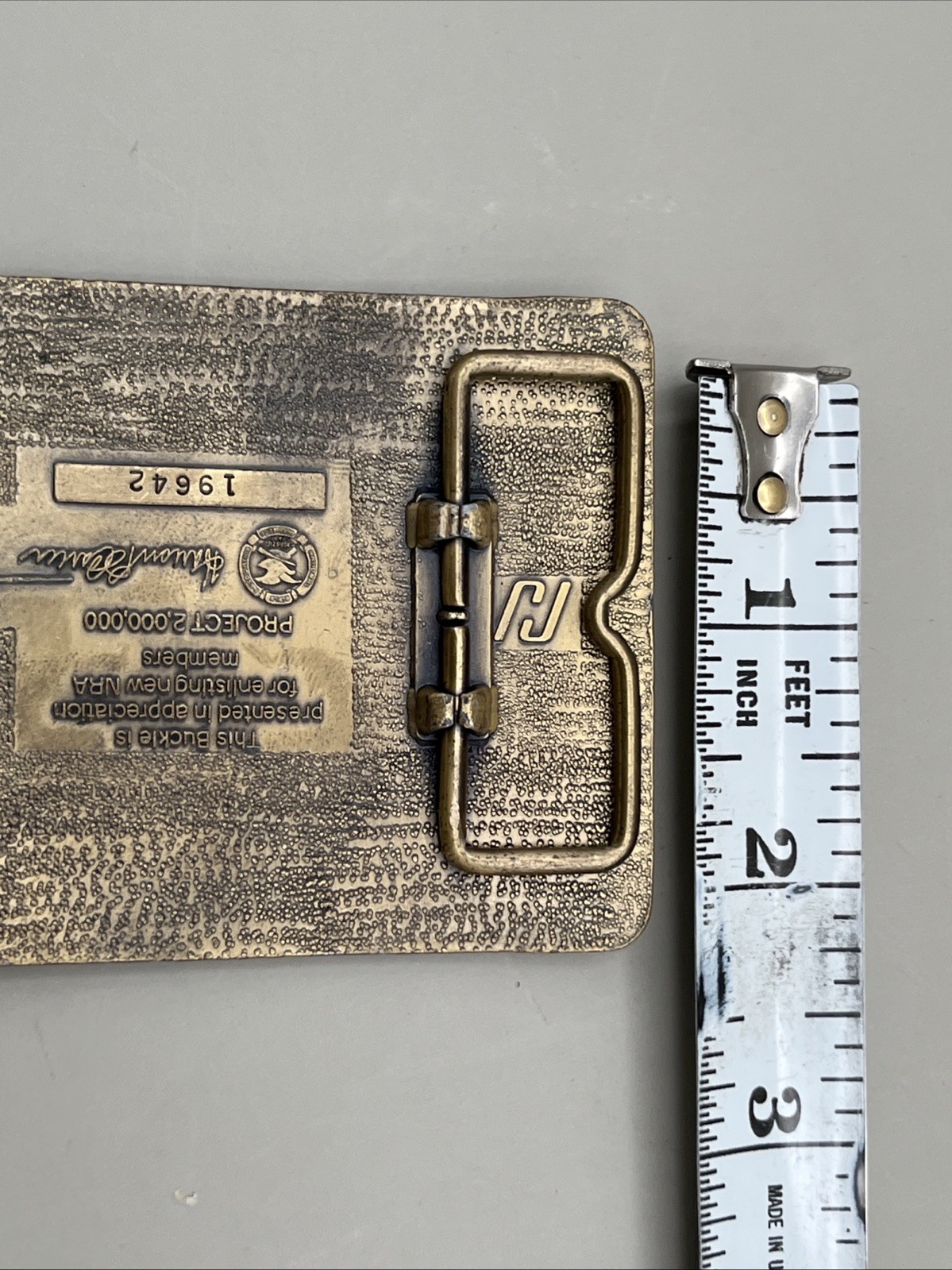 Vintage 1980 Vote Gun Rights NRA Member Belt Buckle Project Two Million Brass