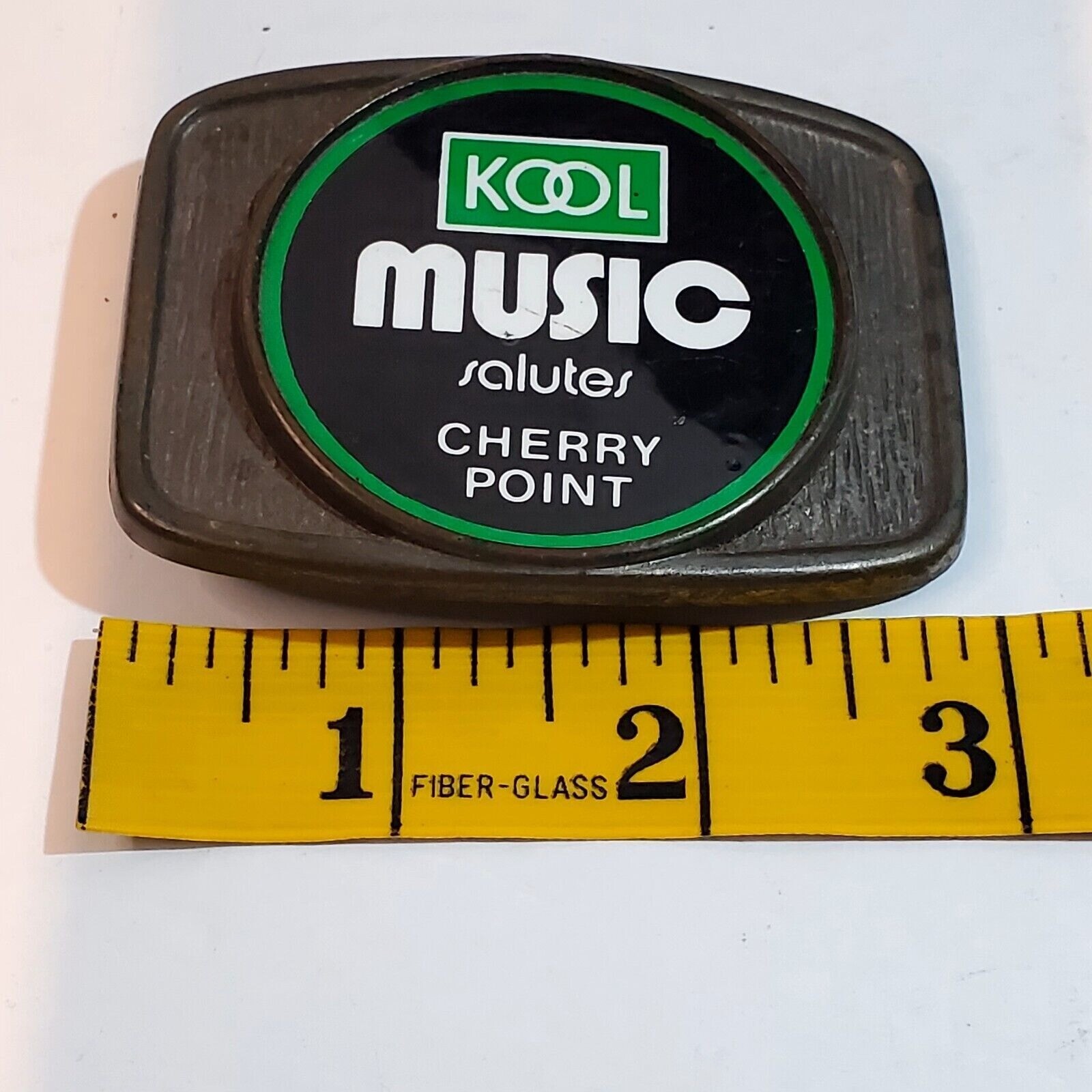 Vintage Kool Music Salutes Cherry Point Belt Buckle Pewter Tone Black Green