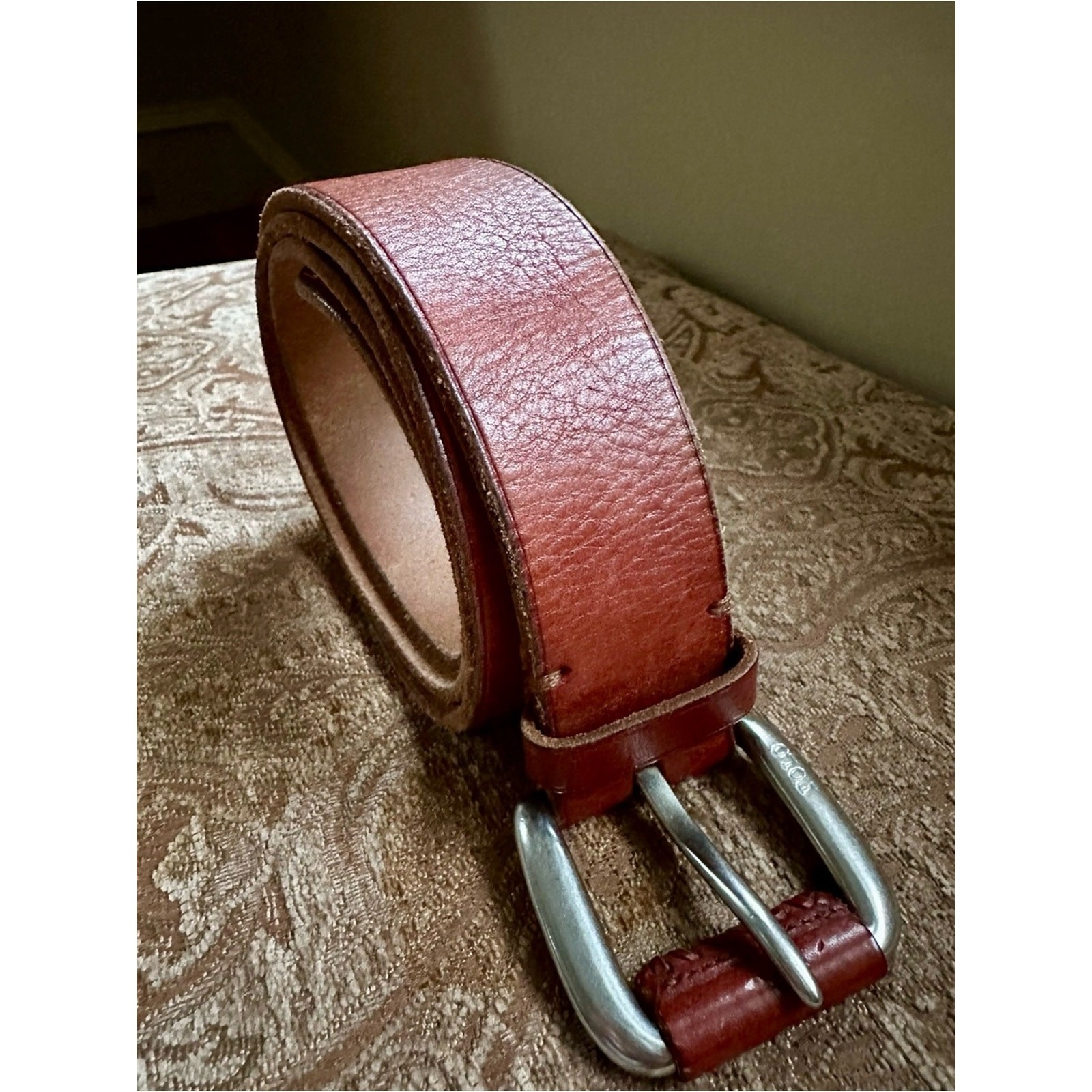 Polo Ralph Lauren Men&rsquo;s Brown Genuine Leather Belt Size 40 Solid Brass Buckle