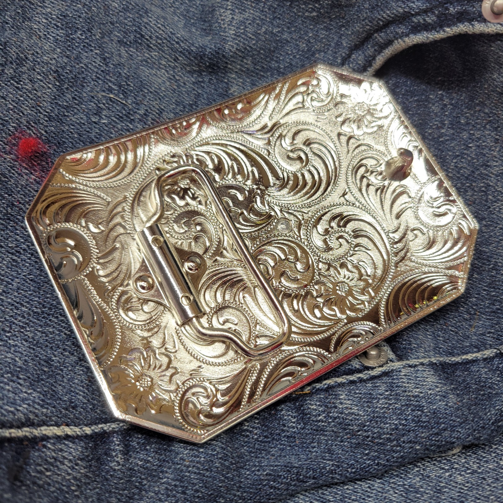 Four Aces Western Belt Buckle Cowboy Fashion Rodeo Jeans Buckle Silver & Roseto