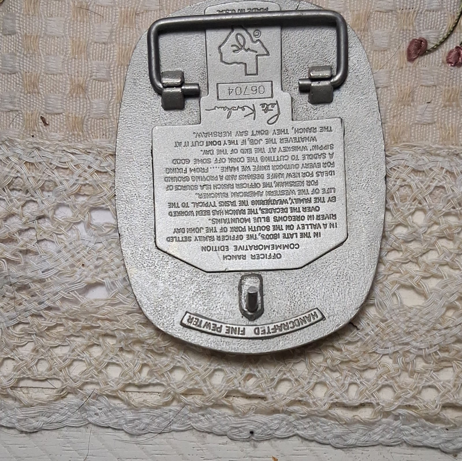 The Great American Buckle Co Officer Ranch Fine Pewter Western Belt Buckle 1.75&Prime;