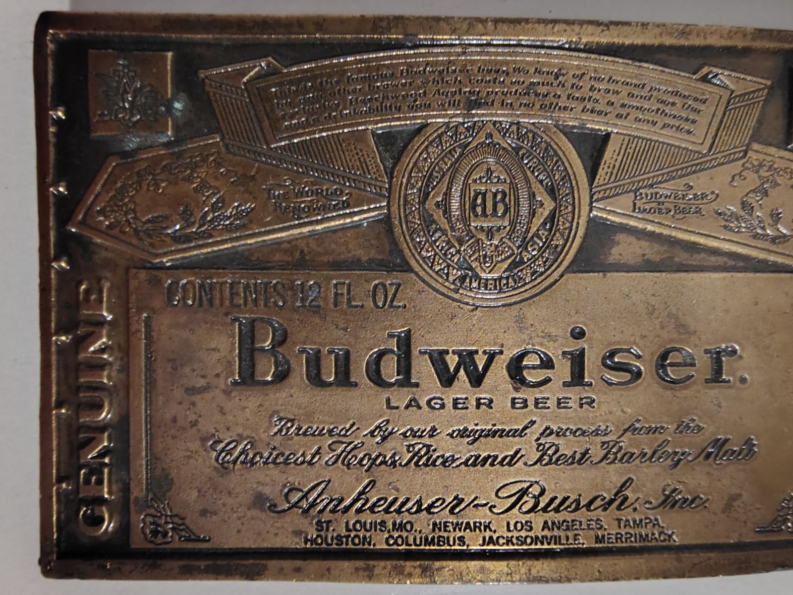 Budweiser King of Beers Anheuser Busch Metal Belt Buckle – Vintage A-16B