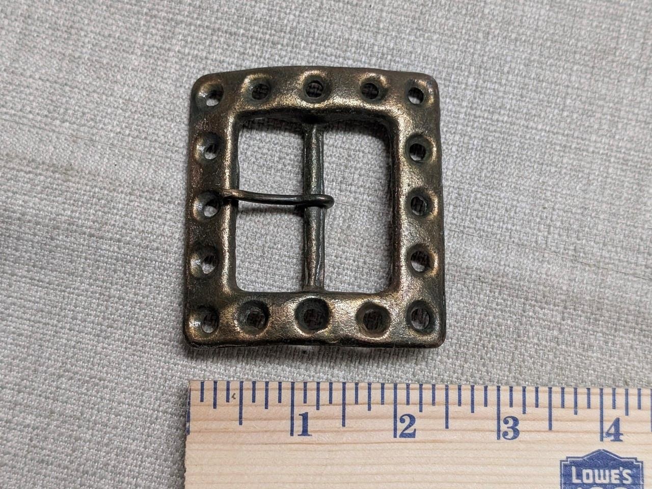 vintage 1970s belt buckle BRUTALIST handcrafted BRASS patina RUSTIC western