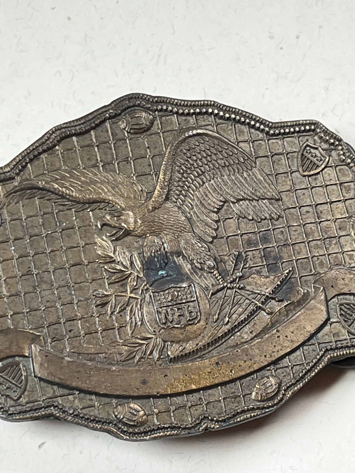 Large NFL Crest w American Eagle Antique Goldtone Metal Belt Buckle – 3.75 x