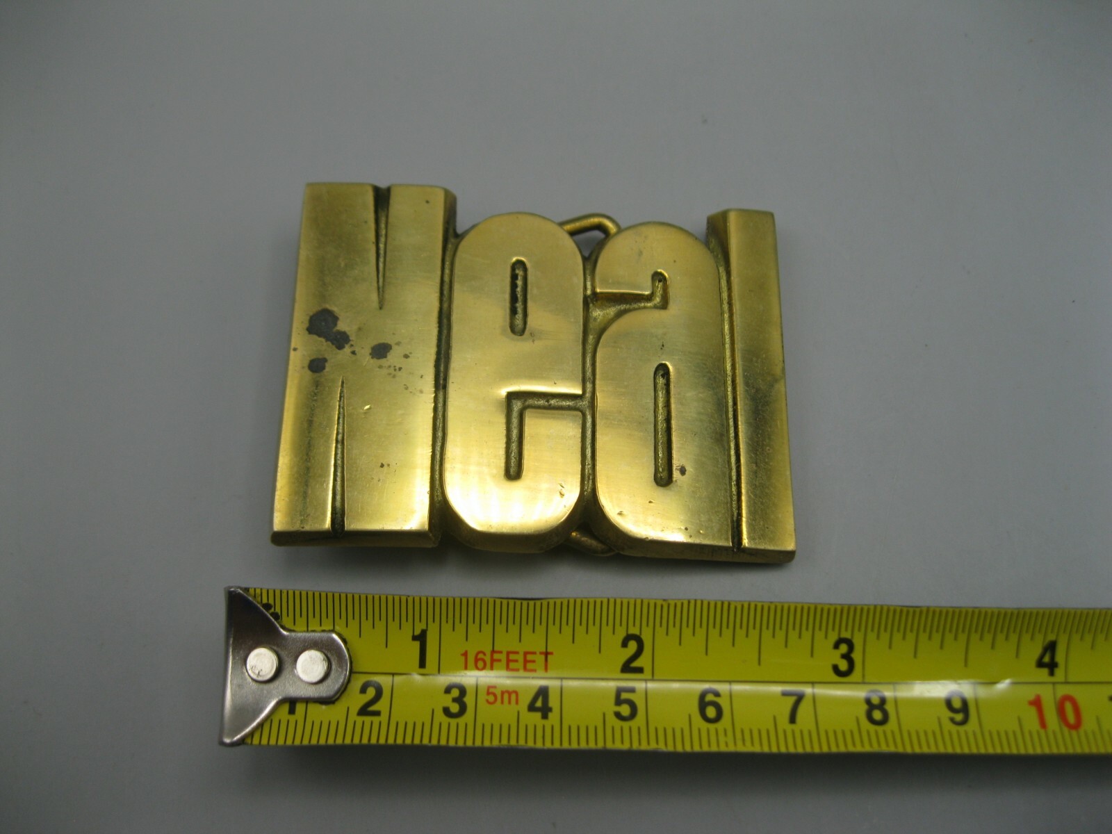 Vintage 70&rsquo;s Baron Buckle Co BBB Neal Cut-Out Name Belt Buckle – Solid Brass