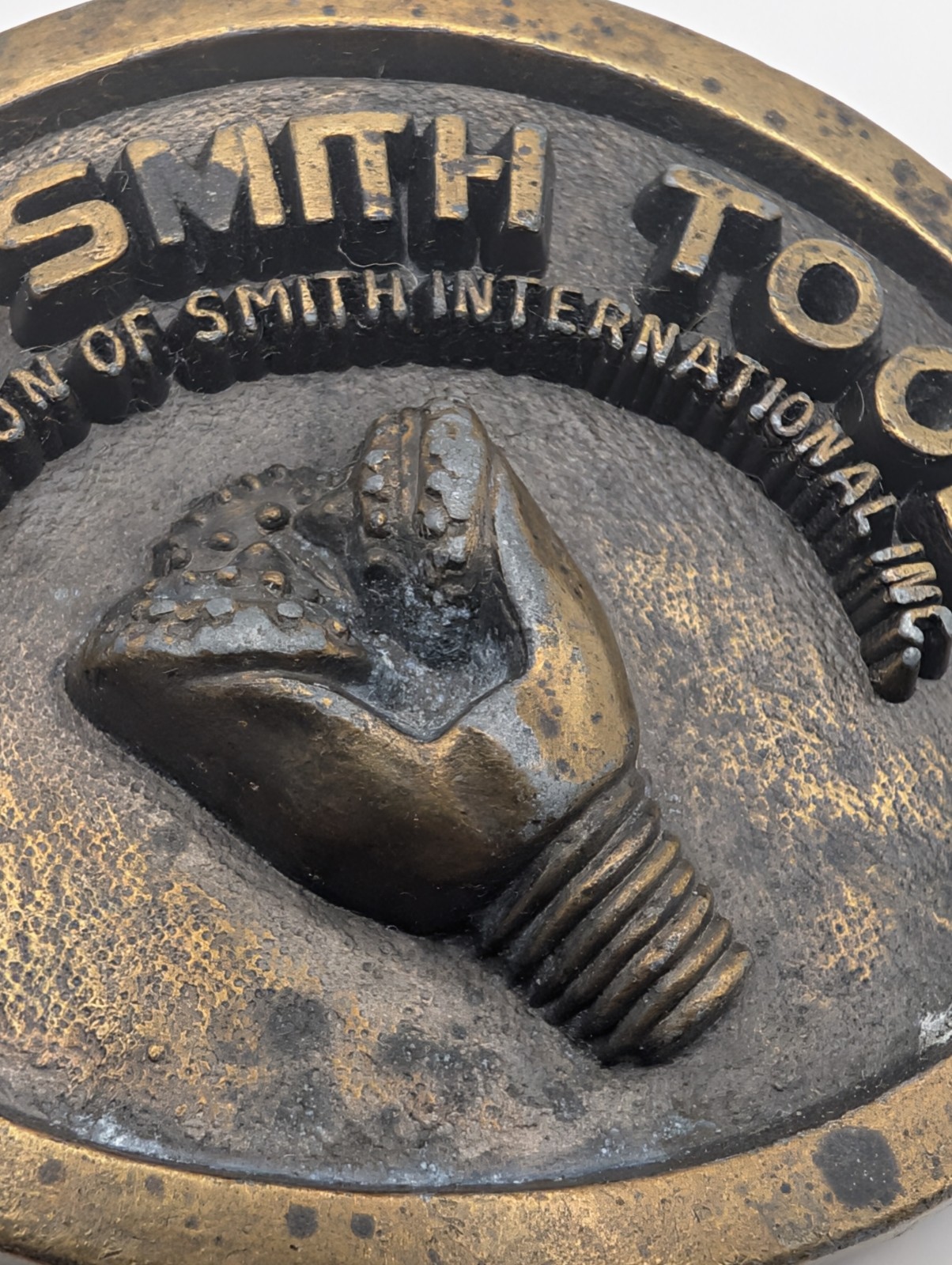 Vintage Smith Tool Belt Buckle Smith International Oil Gas Drill Bit Brass