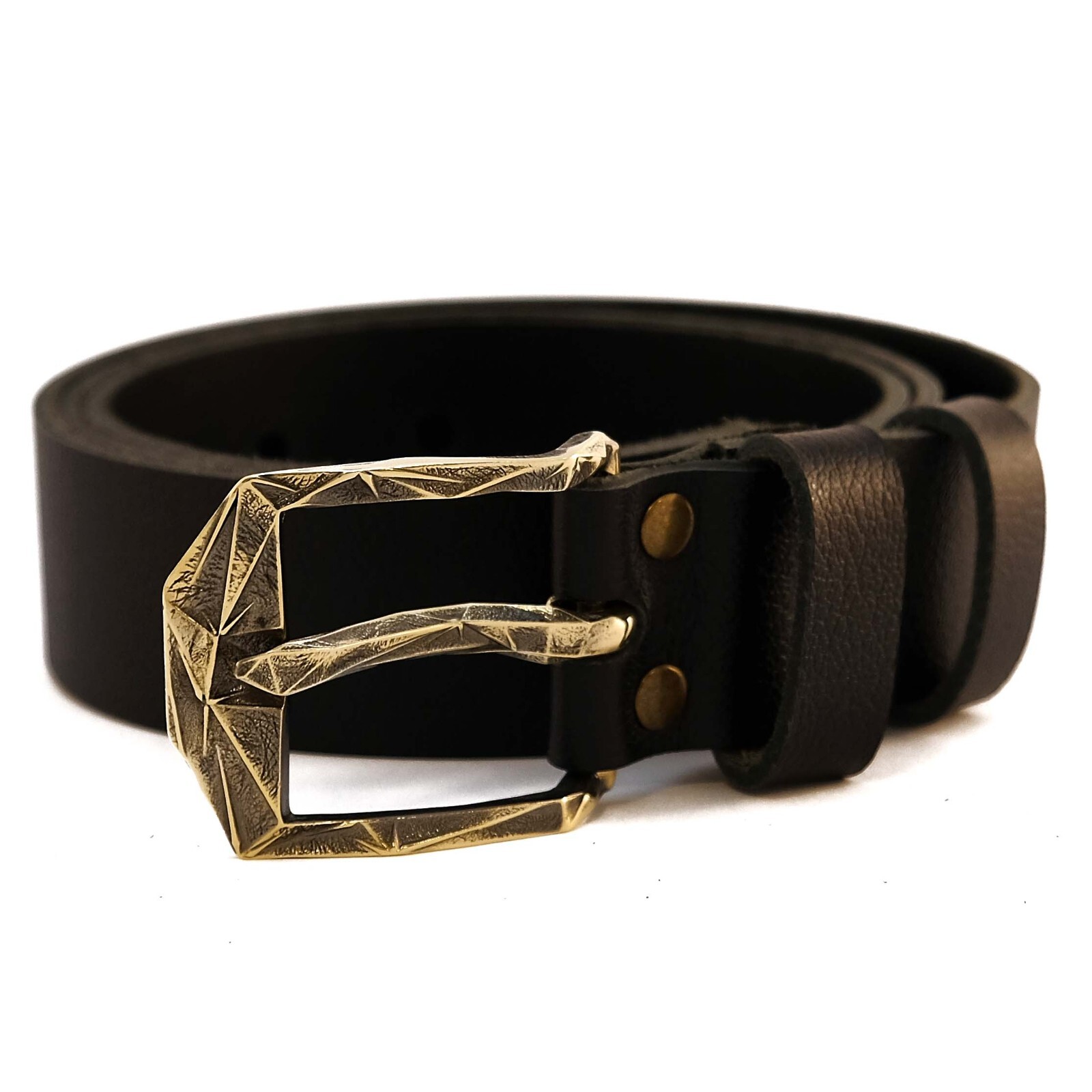 Brass belt buckle Ice, pin type, Ukrainian low poly frame type belt buckle