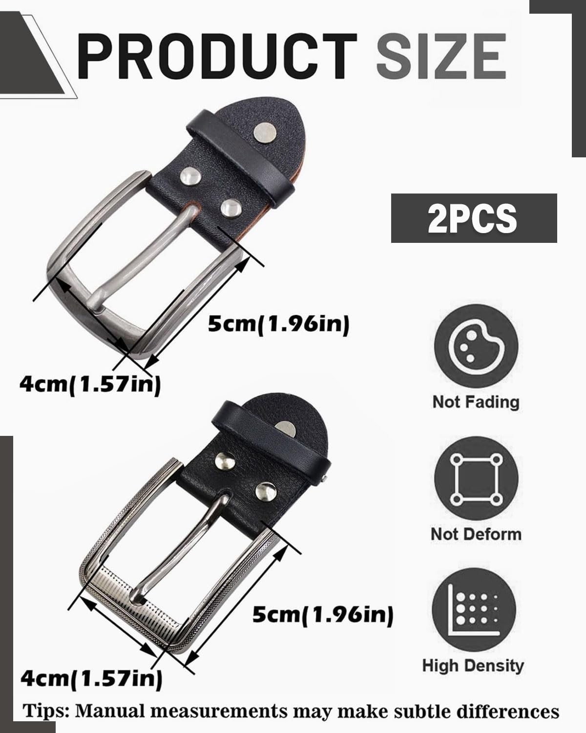 2 Pack Single Belt Buckle for Replacement, for Men Classic Belt Buckle…