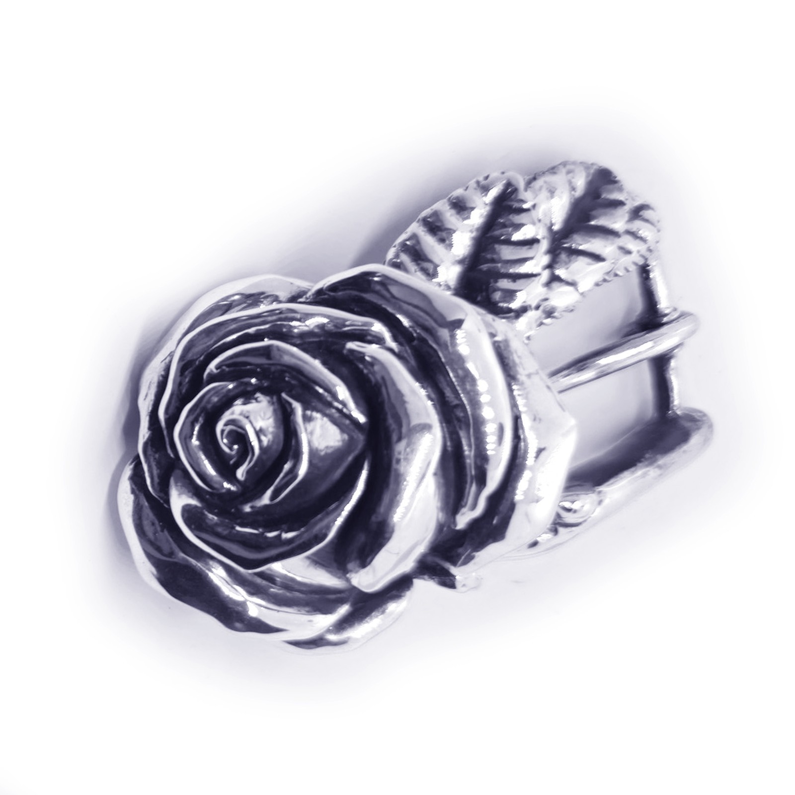Rose White Sterling Silver Belt Buckle