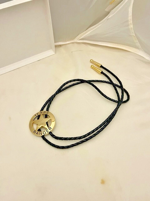 Texas Ranger 2 piece set, belt buckle and bolo (Gold)
