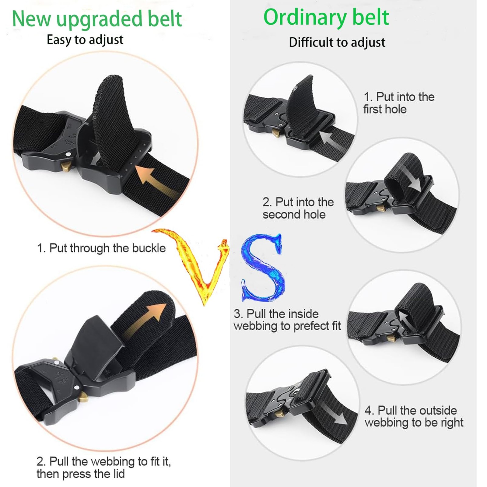 YiwerDer Nylon Belts for Men, Medium size fits Waist 36&Prime;-42&Prime;, Black