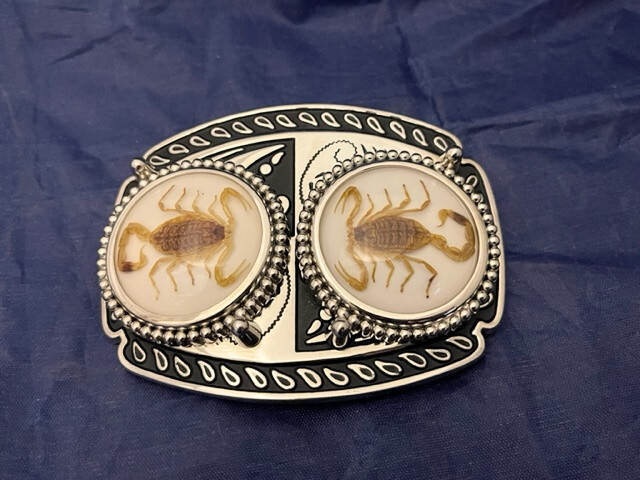 Silver tone Scorpion Belt Buckle and Bolo Set