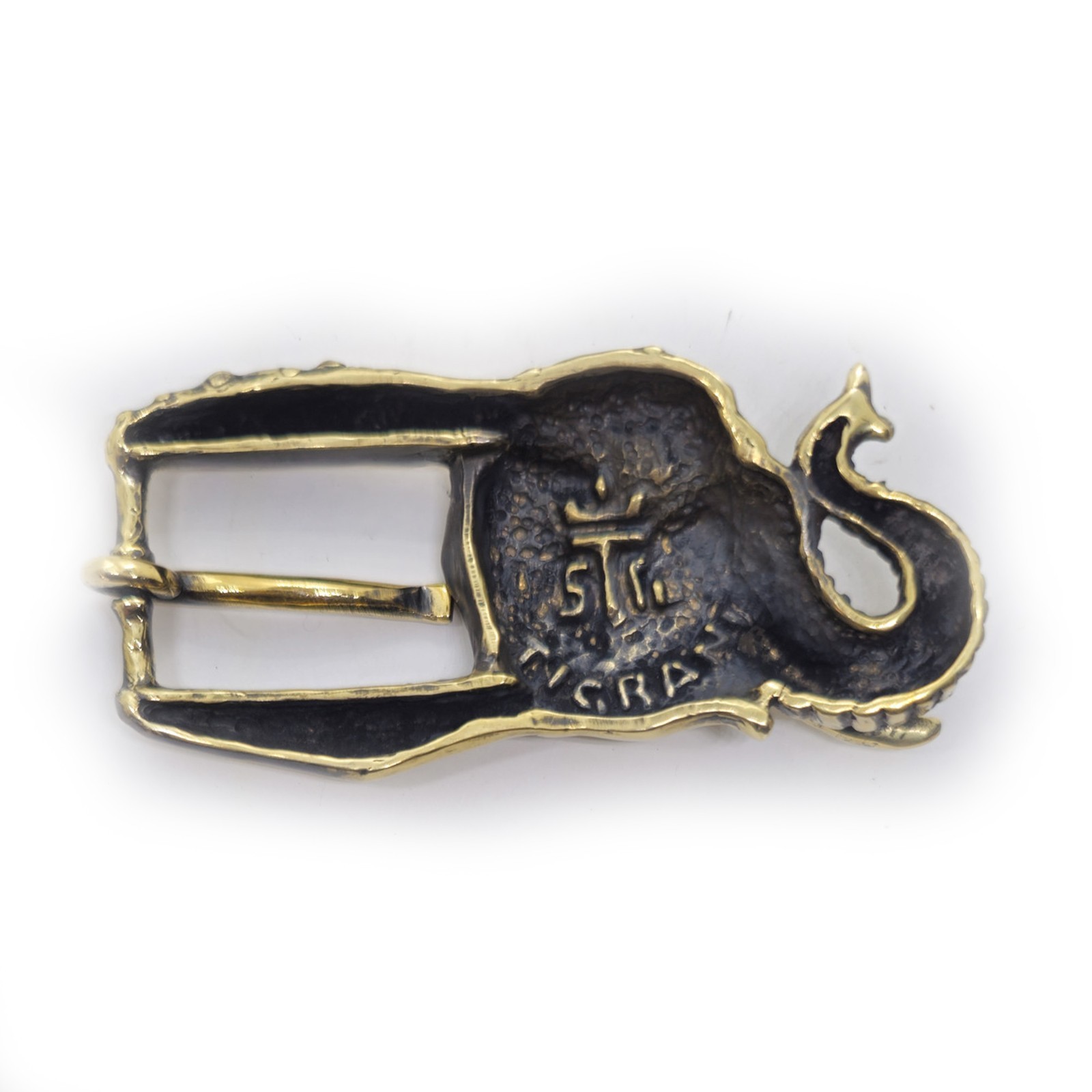 Elephant Head Brass Belt Buckle