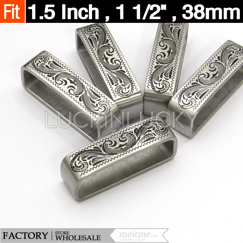 1.5in Patterned loop Stainless Steel Belt Buckle -loop Belt Buckle Keeper -1 Pcs