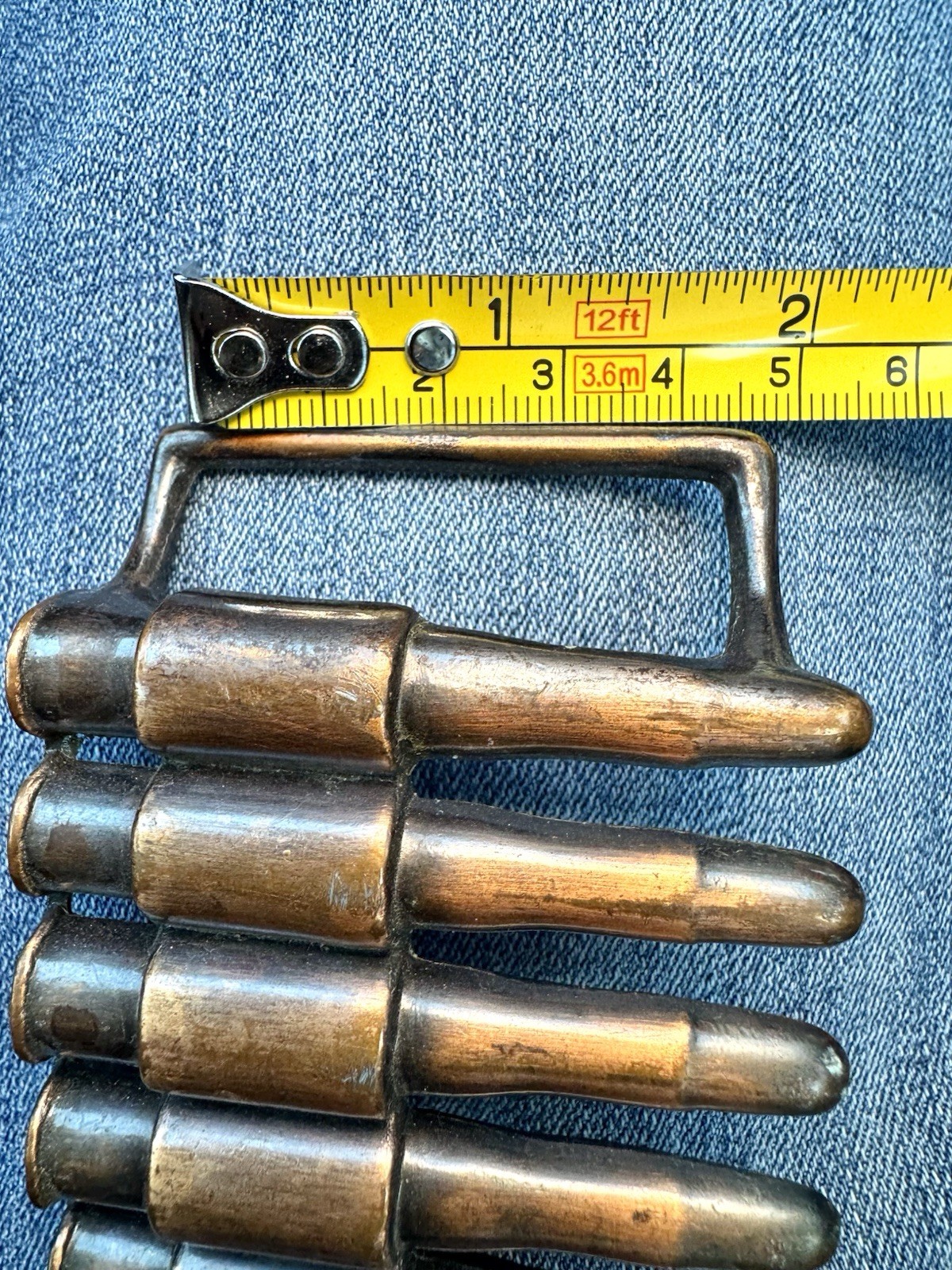 FAUX Bullet Copper Tone Metal Belt Buckle Ammunition Guns Military