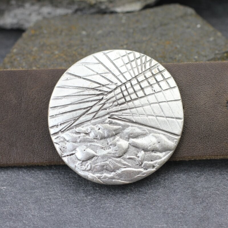 Round Graphic Belt Buckle, Modern Pattern, Stylish Accessory