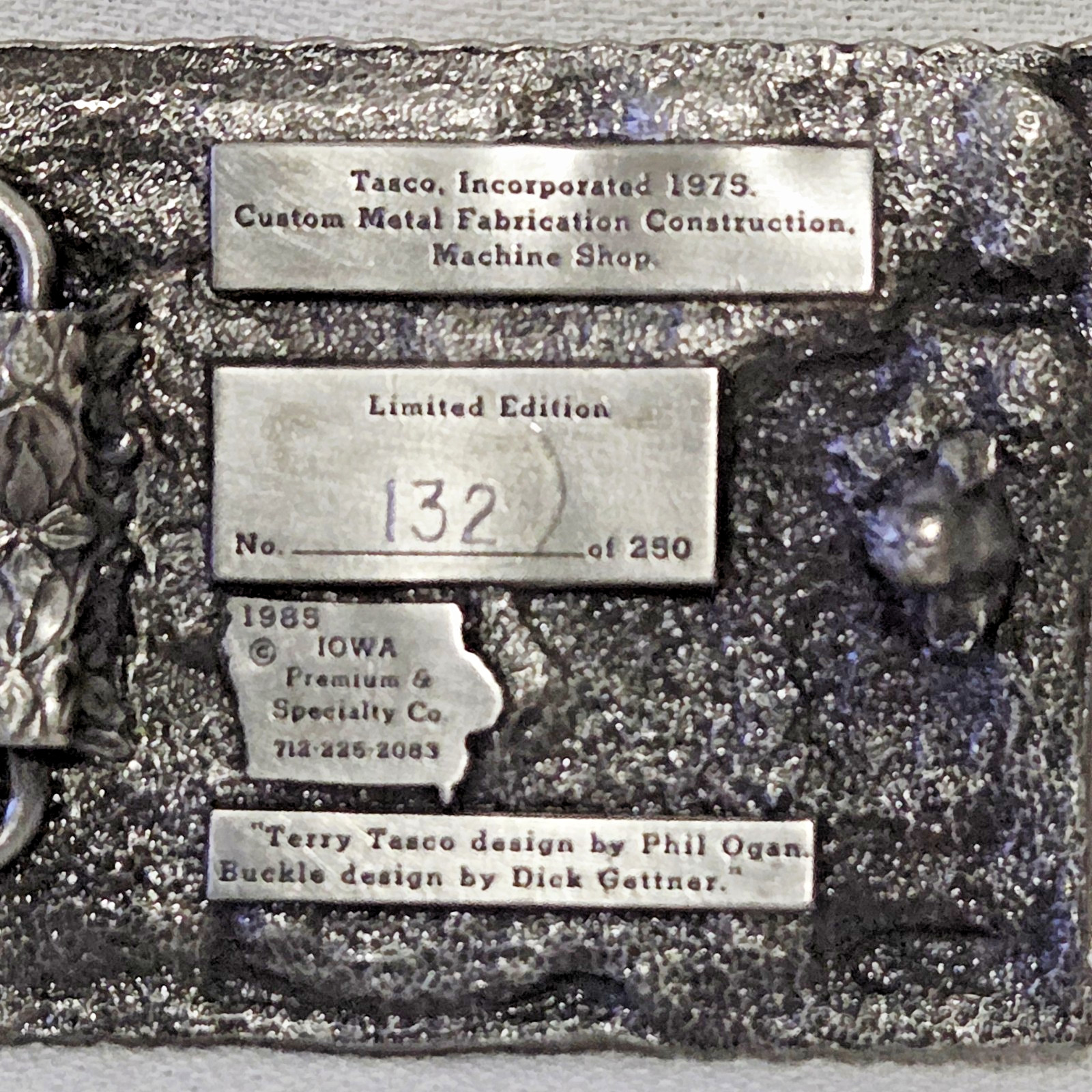 Belt Buckle – Texas Amarillo Systems Co Tasco 1985 Limited Edition #132 of 250