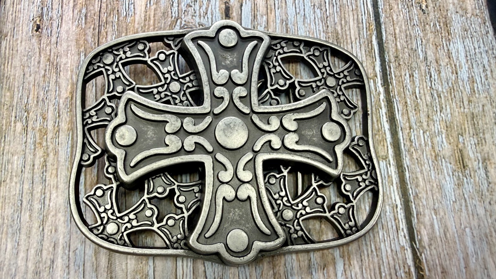 Openwork Iron Cross Medieval Religious Faith Symbol Gothic Biker Belt Buckle