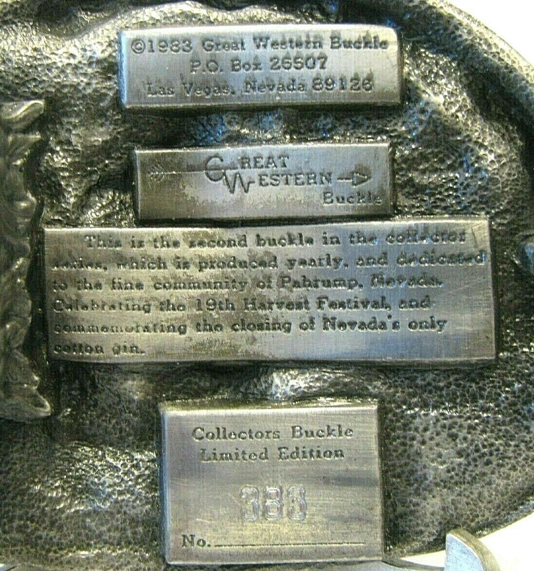 1983 Pahrump Harvest Festival Fair & Rodeo Nevada Bull Rider Belt Buckle Ltd Ed