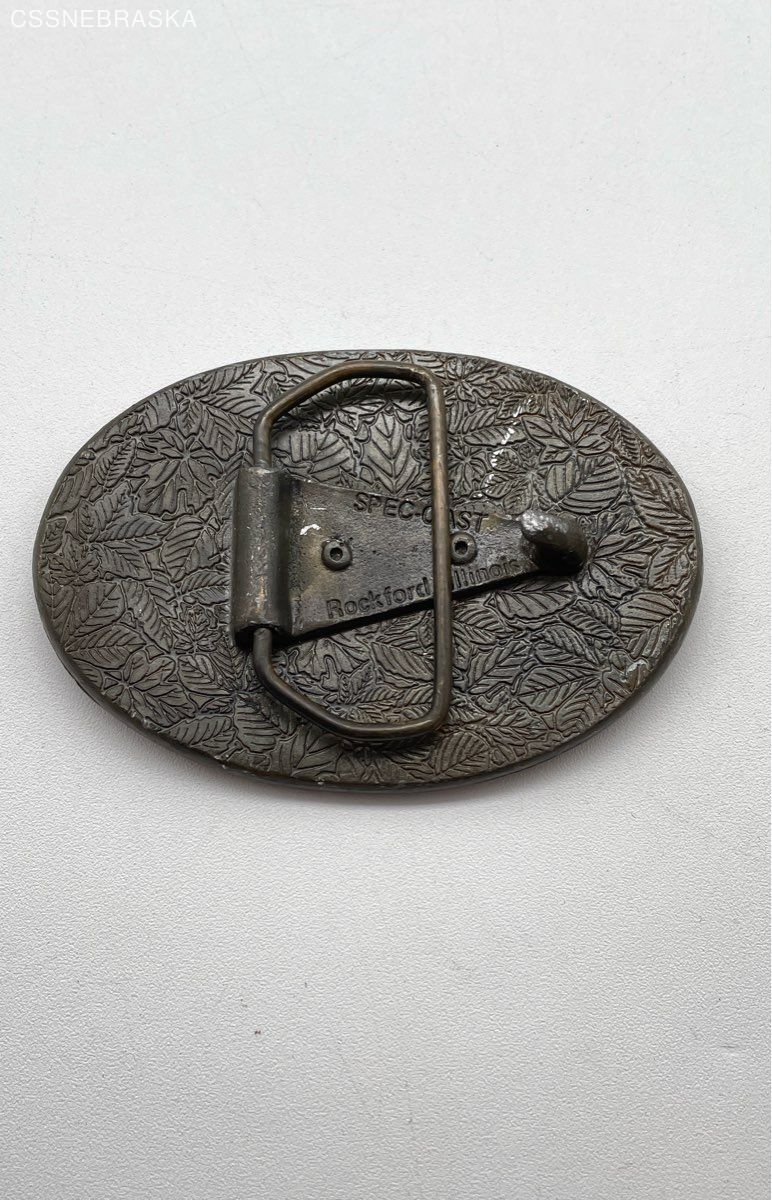 Dekalb Brown Belt Buckle Leather Metal Spec Cast Rockford Illinois – Size