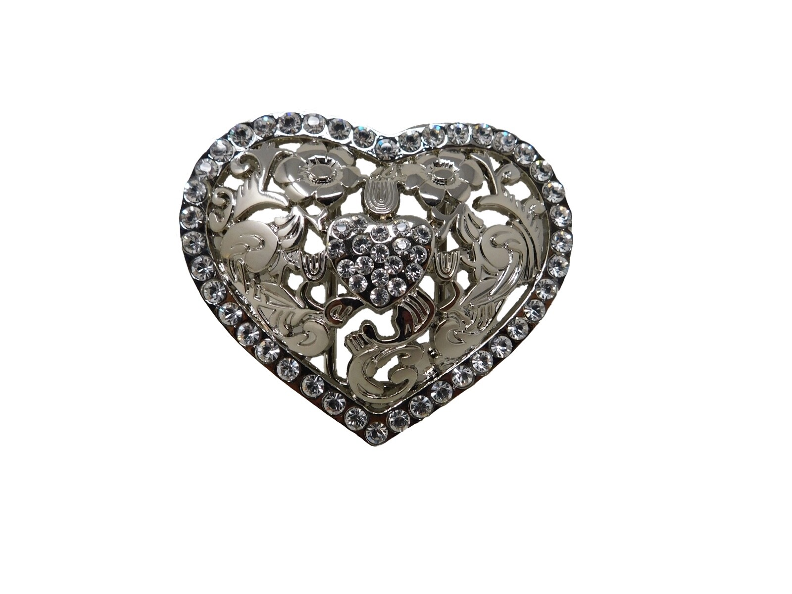 Belt Buckle Dimond sliver heart Sliver,Metal